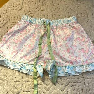 Altar'd State Floral Pajama Shorts - Pink and Green